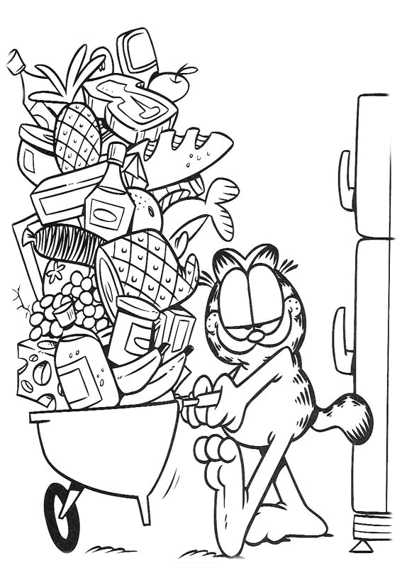 coloriage garfield fait ses courses